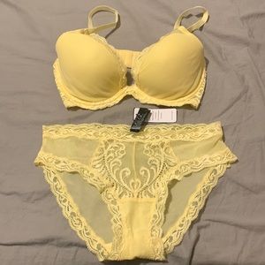 Matching yellow lingerie set